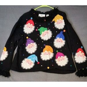 Rare Design Options Philip Jane Christmas Santa Holiday Cardigan Sweater Sz‎ XL